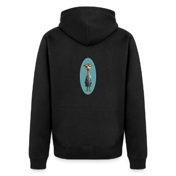 Kamel - Unisex Premium Bio Zip Hoodie - Schwarz - Hinten - Nico (187cm)