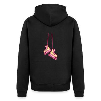 hanging rollerblades in pinks cute RETRO - Unisex Premium Organic Zip Hoodie - black - Back - Nico (187cm)