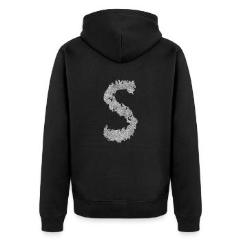Buchstabe S Geschenk Name - Unisex Premium Bio Zip Hoodie - Schwarz - Hinten - Nico (187cm)