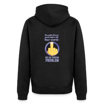 the path of inner peace - Unisex Premium Organic Zip Hoodie - black - Back - Nico (187cm)
