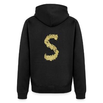 Buchstabe S Geschenk Name 2 - Unisex Premium Bio Zip Hoodie - Schwarz - Hinten - Nico (187cm)