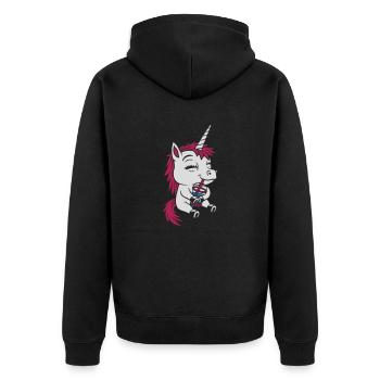 Getränk Boba Tee Einhorn - Unisex Premium Bio Zip Hoodie - Schwarz - Hinten - Nico (187cm)