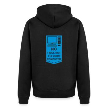 not fix your computer - Unisex Premium Bio Zip Hoodie - Schwarz - Hinten - Nico (187cm)