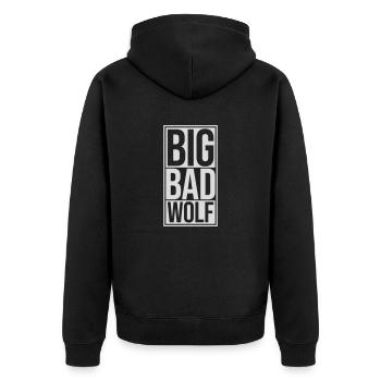 big bad wolf quote - Unisex Premium Organic Zip Hoodie - black - Back - Nico (187cm)
