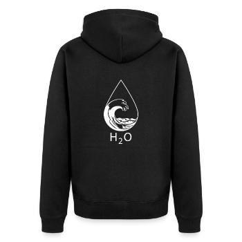 Surfing Surfboard Surfer Geschenkidee - Unisex Premium Bio Zip Hoodie - Schwarz - Hinten - Nico (187cm)