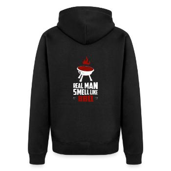 Real Man Smell Like BBQ Grilling Barbecue Smoker - Unisex Premium Organic Zip Hoodie - black - Back - Nico (187cm)