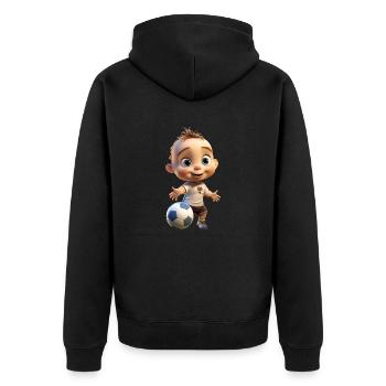 Fussballer Junge - Unisex Premium Bio Zip Hoodie - Schwarz - Hinten - Nico (187cm)