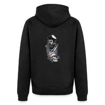 Boucher // Oldschool // Illustration - Veste à capuche bio Premium Unisexe - noir - Dos - Nico (187cm)