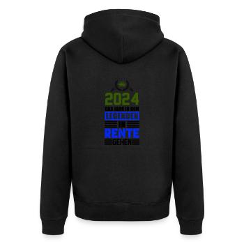 rente 2024 - Unisex Premium Bio Zip Hoodie - Schwarz - Hinten - Nico (187cm)