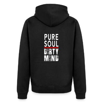 Pure soul dirty mind - Unisex Premium Organic Zip Hoodie - black - Back - Nico (187cm)