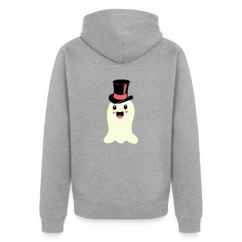 geist - Unisex Premium Bio Zip Hoodie - Grau meliert - Hinten - Nico (187cm)