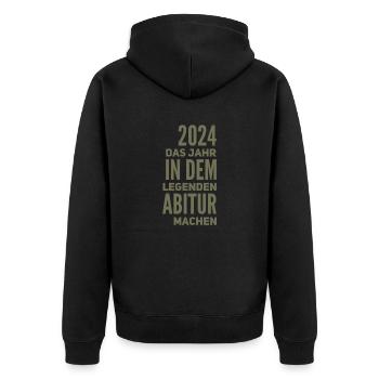 ABI Abitur - Unisex Premium Bio Zip Hoodie - Schwarz - Hinten - Nico (187cm)
