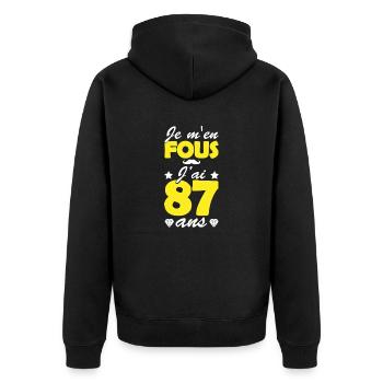 j ai 87 ans / t-shirt 87 ans / anniversaire 87 ans - Veste à capuche bio Premium Unisexe - noir - Dos - Nico (187cm)