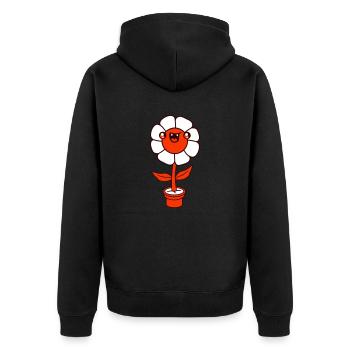 Petit drôle heureux fleur visage pot de fleur - Veste à capuche bio Premium Unisexe - noir - Dos - Nico (187cm)