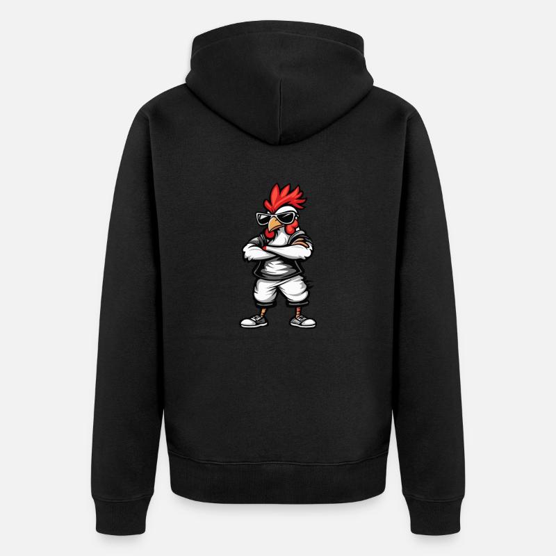 Coq Bande Dessinée Cool - Veste à capuche bio Premium Unisexe - noir
