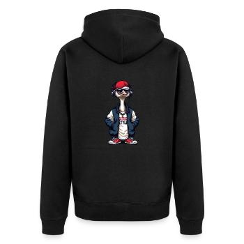 STRAUß - Unisex Premium Bio Zip Hoodie - Schwarz - Hinten - Nico (187cm)