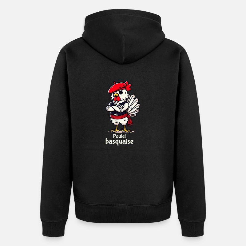 Poulet Basquaise - Texte clair - Veste à capuche bio Premium Unisexe - noir