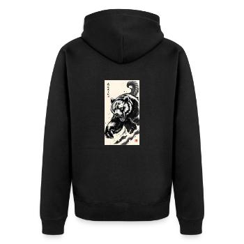 Bear Attack - Unisex Premium Bio Zip Hoodie - Schwarz - Hinten - Nico (187cm)