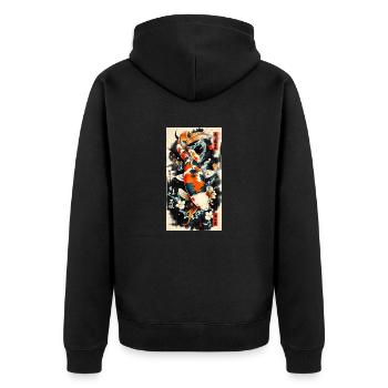 Koi - Unisex Premium Bio Zip Hoodie - Schwarz - Hinten - Nico (187cm)