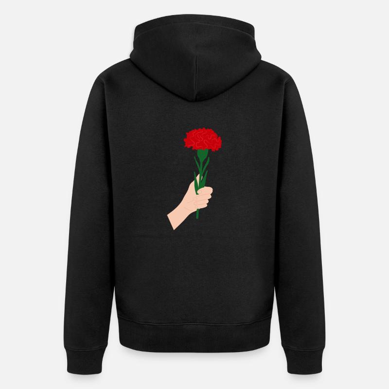 Pour vous- Fleur d’œillet rouge1 - Veste à capuche bio Premium Unisexe - noir