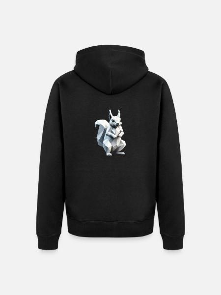 Squirrel - Cute Low Polygon Design - Unisex Premium Organic Zip Hoodie - black