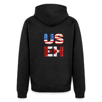 US EH Canadian American Flag - Unisex Premium Organic Zip Hoodie - black - Back - Nico (187cm)