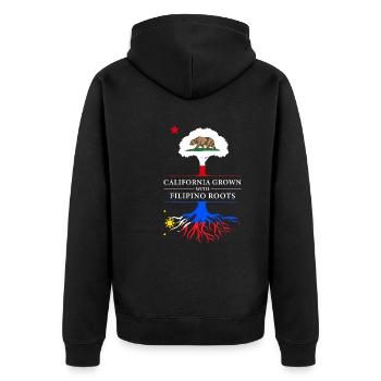 Kalifornisches Fil-Am Design für stolze Pinoys - Unisex Premium Bio Zip Hoodie - Schwarz - Hinten - Nico (187cm)