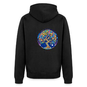 Arbre de vie, arbre de vie, graffiti, fleurs - Veste à capuche bio Premium Unisexe - noir - Dos - Nico (187cm)