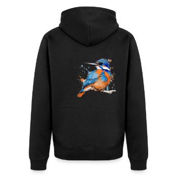 Martin-pêcheur, dessin, coloré, oiseau, graffiti, croquis - Veste à capuche bio Premium Unisexe - noir - Dos - Nico (187cm)