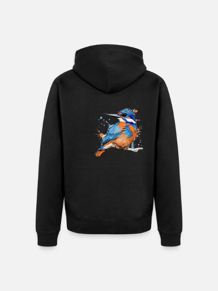 Eisvogel,Zeichnung,bunt,vogel,Graffiti,sketch - Unisex Premium Bio Zip Hoodie - Schwarz