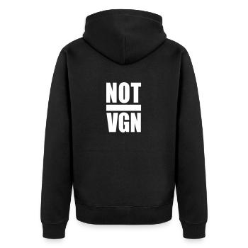 NOT VEGAN - Unisex Premium Bio Zip Hoodie - Schwarz - Hinten - Nico (187cm)