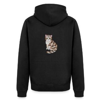Süße Katze - Unisex Premium Bio Zip Hoodie - Schwarz - Hinten - Nico (187cm)