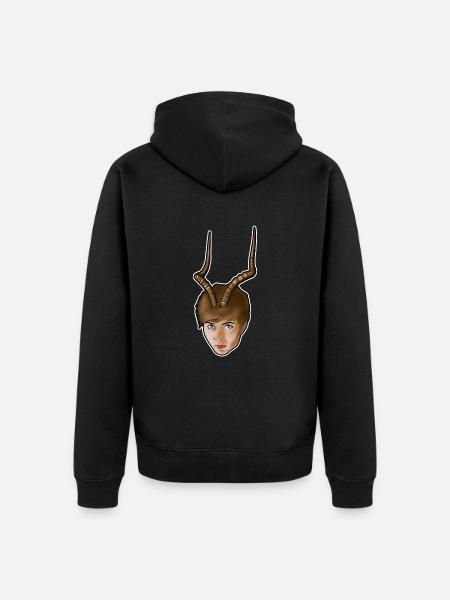 Frau mit Geweih - Unisex Premium Bio Zip Hoodie - Schwarz