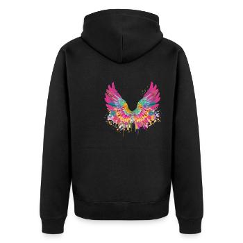 engelsflügel,angelwings,flügel.bunt,graffiti - Unisex Premium Bio Zip Hoodie - Schwarz - Hinten - Nico (187cm)