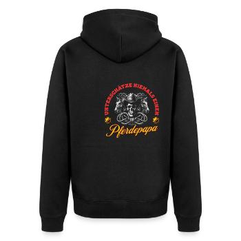 Underestimated horse dad - Unisex Premium Organic Zip Hoodie - black - Back - Nico (187cm)