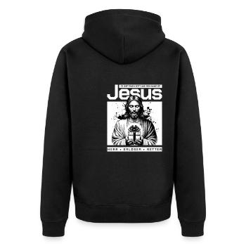 Jésus, Seigneur et Sauveur - Veste à capuche bio Premium Unisexe - noir - Dos - Nico (187cm)