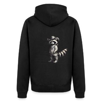 Cowboy Raccoon Vintage Western Art - Unisex Premium Organic Zip Hoodie - black - Back - Nico (187cm)
