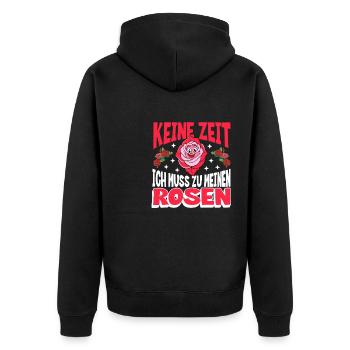 Lustiges Rosen-Gärtner Spruch Design für Blumenfan - Unisex Premium Bio Zip Hoodie - Schwarz - Hinten - Nico (187cm)