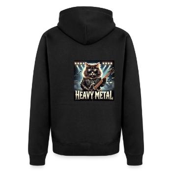 Heavy Metal Cat with Guitar - Unisex Premium Organic Zip Hoodie - black - Back - Nico (187cm)