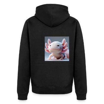 Süßer Axolotl – Lustiges Wasserwesen - Unisex Premium Bio Zip Hoodie - Schwarz - Hinten - Nico (187cm)