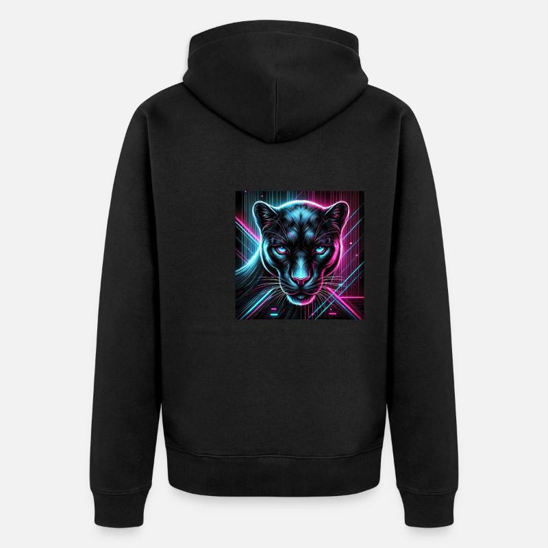 Cyberpunk Panther – Style néon - Veste à capuche bio Premium Unisexe - noir