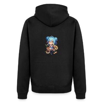 Mädchen mit Blumen - Unisex Premium Bio Zip Hoodie - Schwarz - Hinten - Nico (187cm)