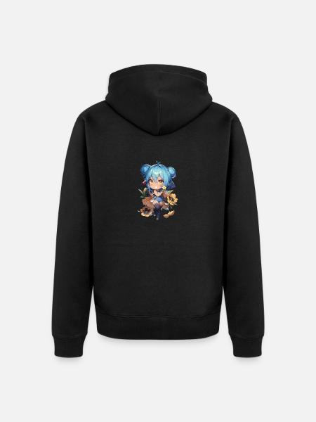Mädchen mit Blumen - Unisex Premium Bio Zip Hoodie - Schwarz
