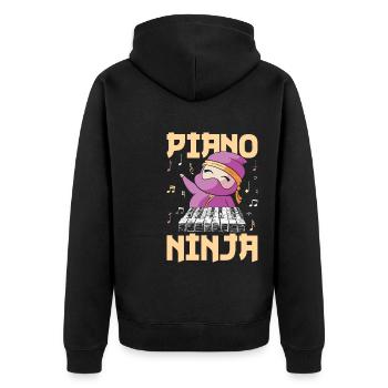 Piano Ninja Funny Piano Player Keyboard - Unisex Premium Bio Zip Hoodie - Schwarz - Hinten - Nico (187cm)