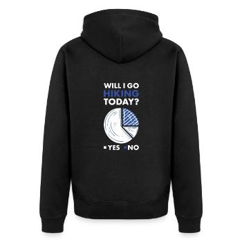 Hiker Will I Go Hiking Today - Unisex Premium Bio Zip Hoodie - Schwarz - Hinten - Nico (187cm)