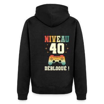 Anniversaire 40 Ans Geek Niveau 40 Humour - Veste à capuche bio Premium Unisexe - noir - Dos - Nico (187cm)