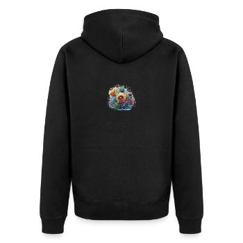 flower - Unisex Premium Bio Zip Hoodie - Schwarz - Hinten - Nico (187cm)
