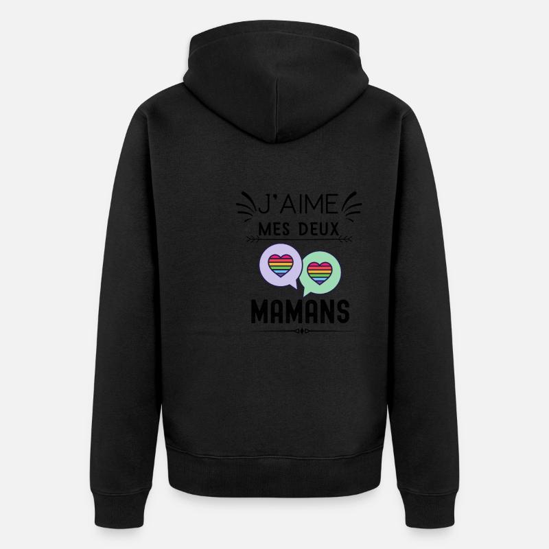 deux mamans lgbt - mamans lesbienne - Veste à capuche bio Premium Unisexe - noir