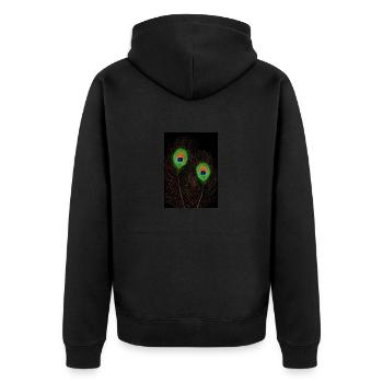 Plumes de paon sur noir - Veste à capuche bio Premium Unisexe - noir - Dos - Nico (187cm)