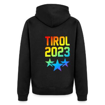 Tyrol 2023 - Unisex Premium Organic Zip Hoodie - black - Back - Nico (187cm)